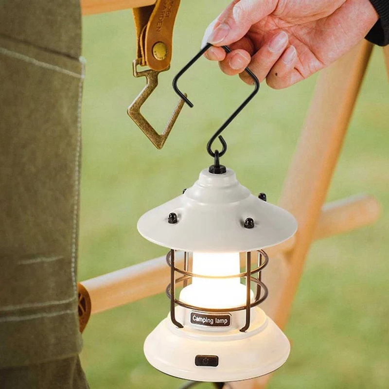 1 комплект светодиодных фонарей для кемпинга в стиле ретро, перезаряжаемых для кемпинга, удобных для кемпинга в палатке