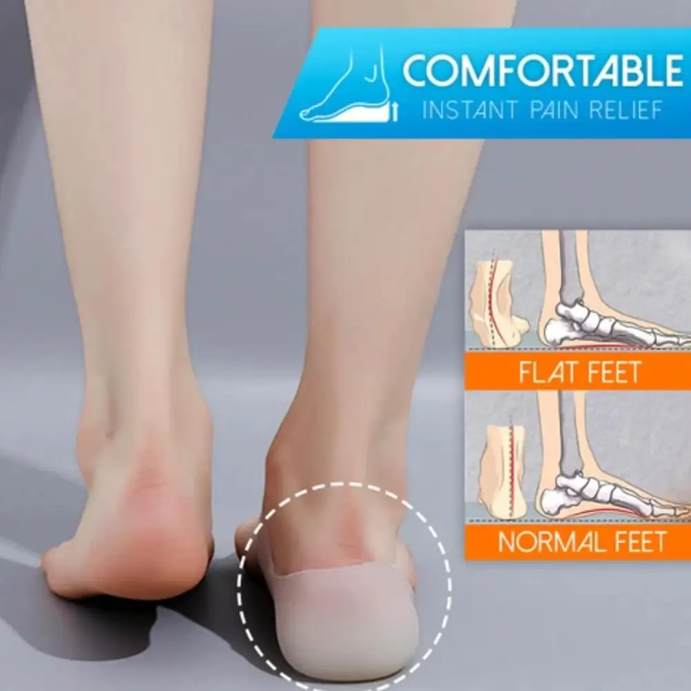 1 пара невидимых увеличивающих высоту стелек, силиконовые дышащие носки для мужчин и женщин 3 см, 4 см, 5 см, эластичная подушечка для пятки, уход за ногами T9Q1