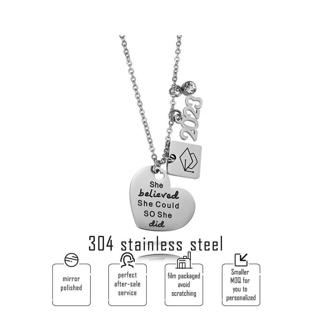2023 Она верила, что сможет, поэтому сделала вдохновляющее ожерелье для качественного подарка, ювелирные изделия из нержавеющей стали