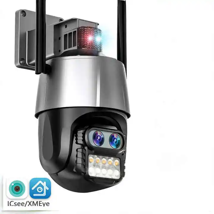 4MP UHD iCSee APP 8-кратный Зум Двухобъективная Сирена WIFI IP-камера Полноцветного Ночного Видения Домашняя Безопасность Видеонаблюдение Радионяня