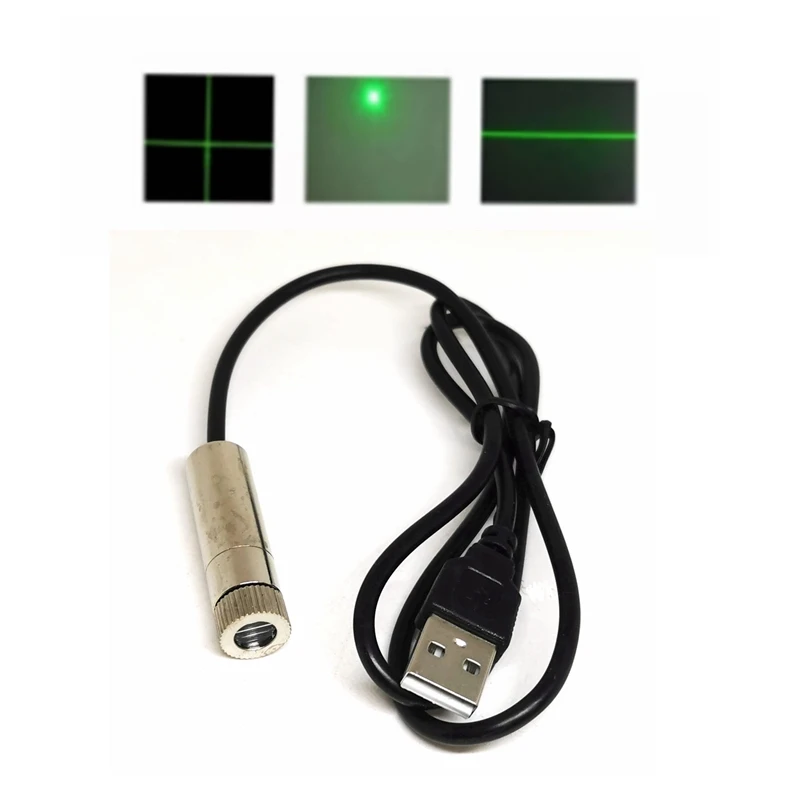 515 нм 520 нм 10 МВт Фокусируемый инструмент для выравнивания положения Модуль лазерного диода в зеленую точку/линию/крест с USB