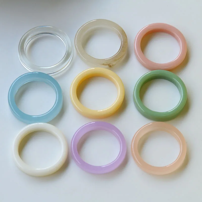 5шт 2021 летнее простое кольцо для раскрашивания конфет, сделай сам, маленькое прозрачное кольцо из смолы, темпераментный кулон, материал оптом