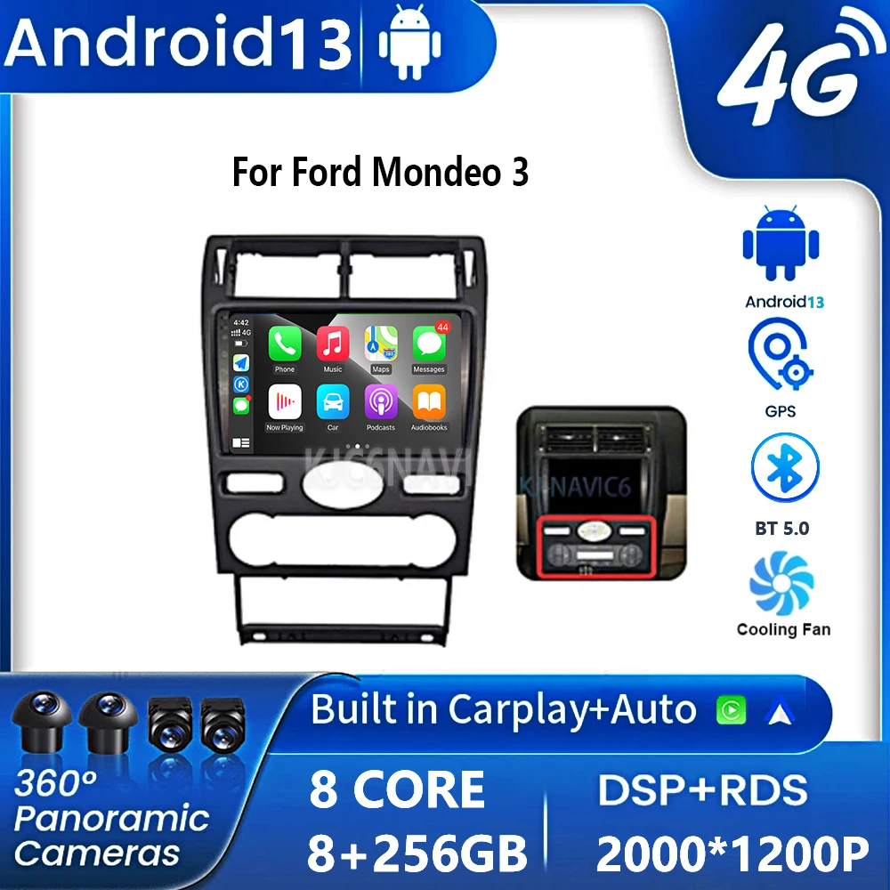 Android 13 Для Ford Mondeo 3 2004-2007 Автомобильный Радио Мультимедийный Видеоплеер Навигация GPS Auto Carplay No 2Din 2 Din DVD