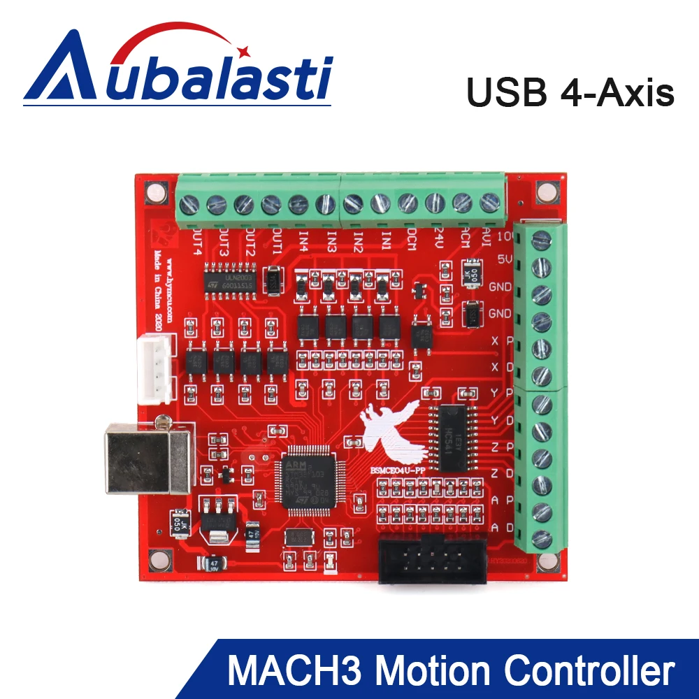 Aubalasti CNC USB MACH3 Breakout Board 100 кГц 4-Осевой Интерфейс Драйвер Контроллера Движения Плата Драйвера для Гравировки с ЧПУ 12-24 В