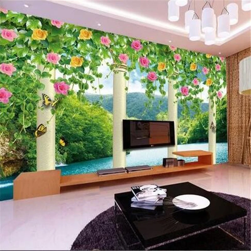 beibehang 3d стереоскопические розовые фрески ТВ фон обои гостиная спальня фрески papel de parede обои для стен 3 d