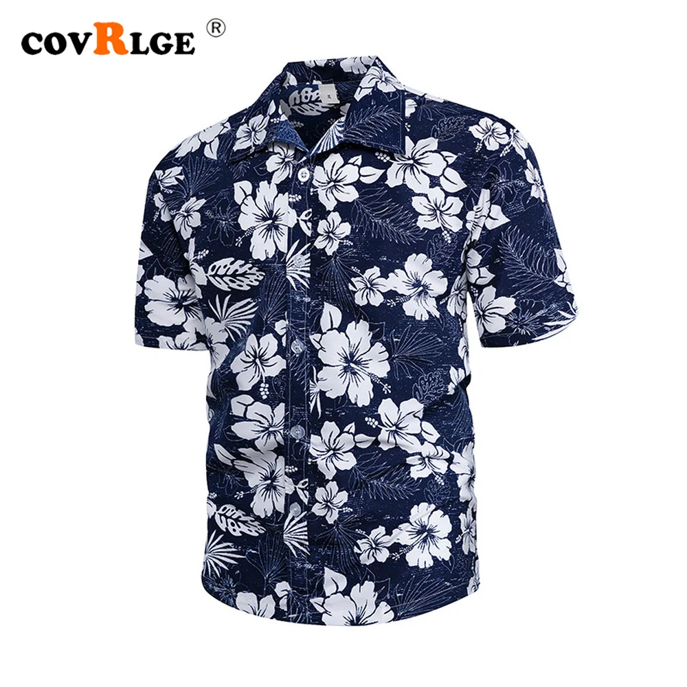 Covrlge/ лидер продаж, мужская одежда, Повседневная модная мужская рубашка с принтом, однобортный кардиган, рубашки с коротким рукавом для мужчин MCS174