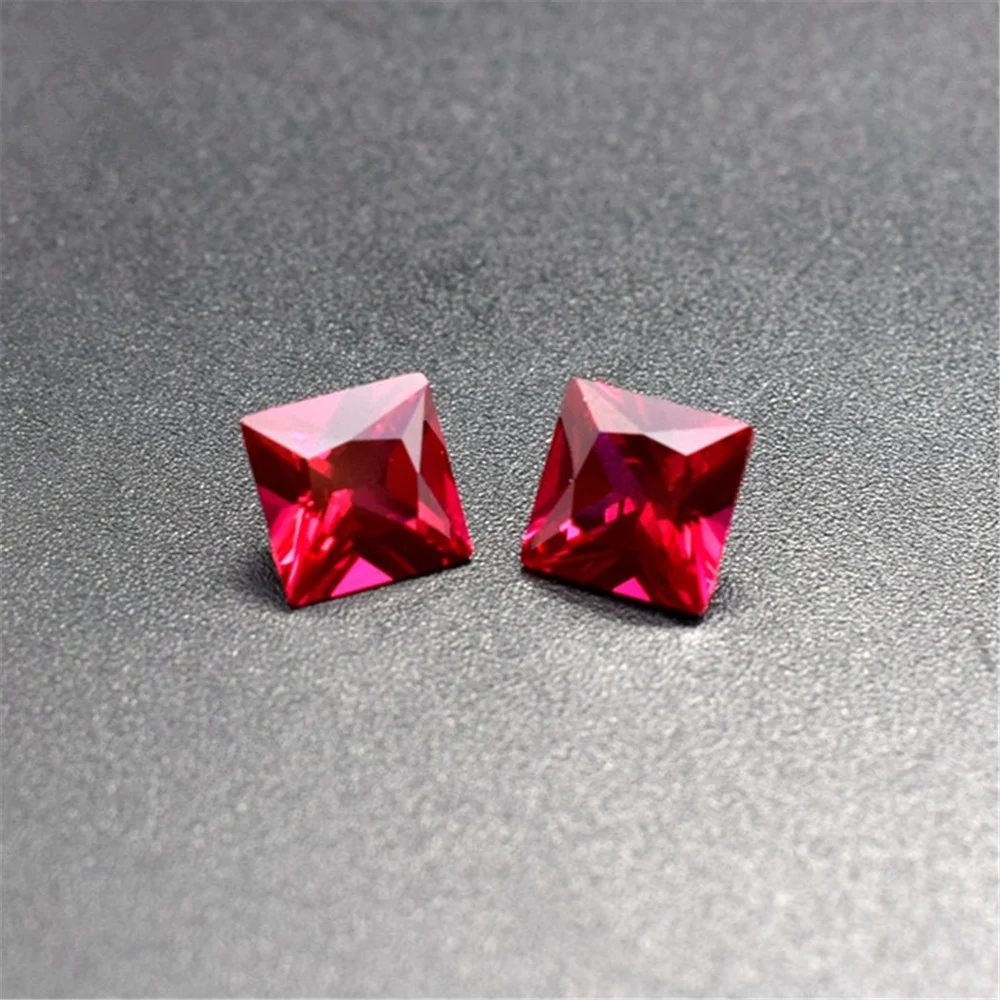 Joanlyn Ruby Princess Cut Ruby Gem Квадратный ограненный драгоценный камень Несколько размеров на выбор C30R