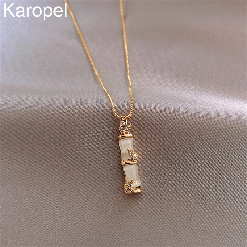 Karopel Корейские классические Акриловые Бамбуковые Чокеры, Ожерелья для женщин, Модные Геометрические эффектные ювелирные изделия, подарки, женские украшения