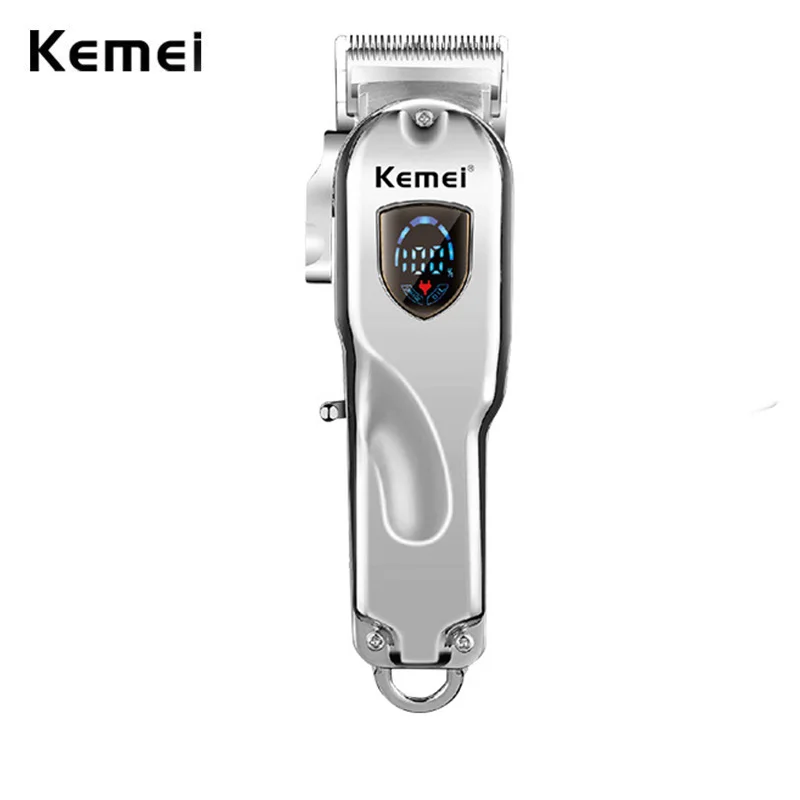 Kemei 2010 Цельнометаллическая Парикмахерская Профессиональная Машинка Для Стрижки Волос USB Электрическая Беспроводная ЖК-Машинка Для Стрижки Волос, Косилка Из Углеродистой Стали