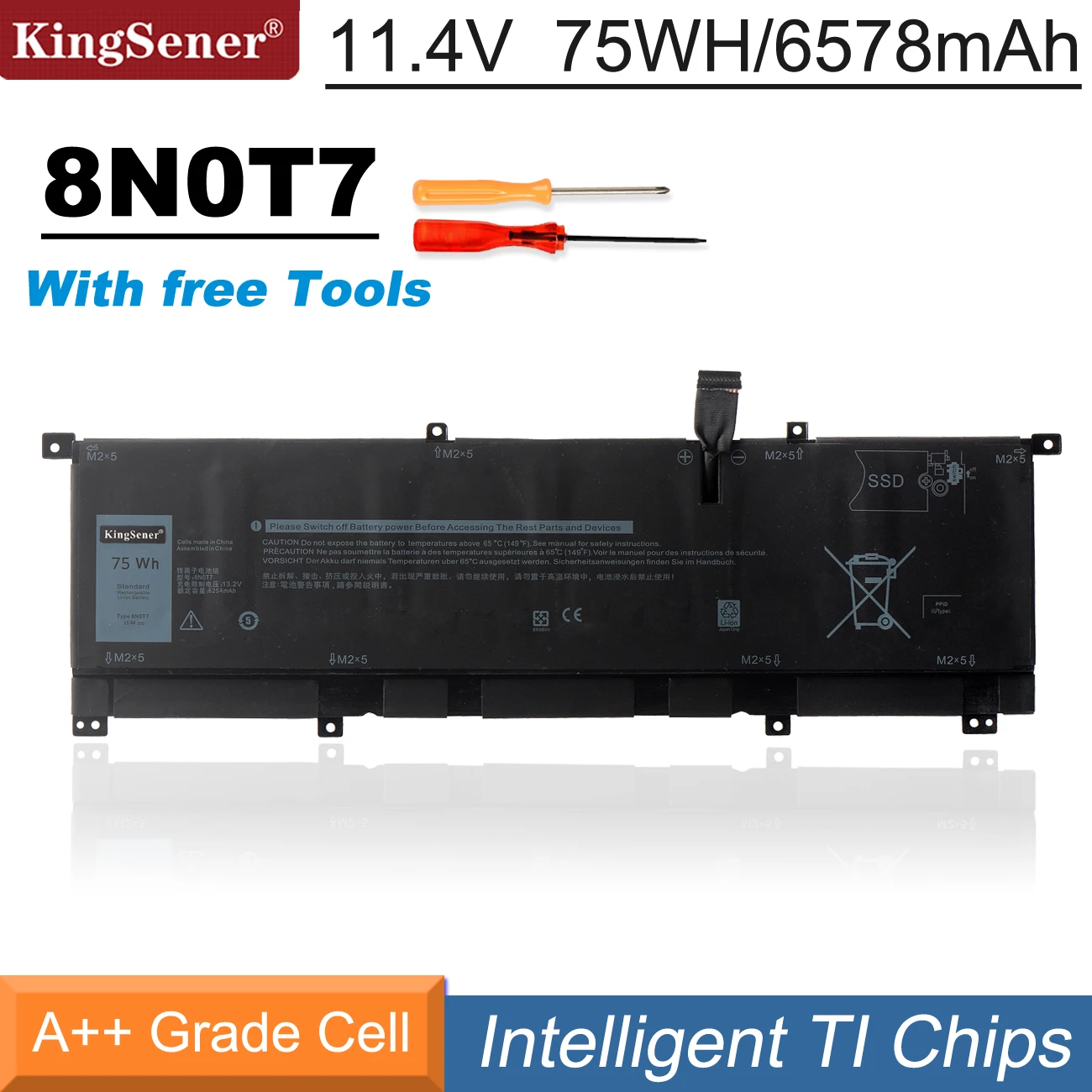 KingSener 8N0T7 75Wh P73F Аккумулятор для ноутбука DELL Precision 5530 2-в-1 XPS 15 9575 2-в-1 TMFYT Бесплатные инструменты