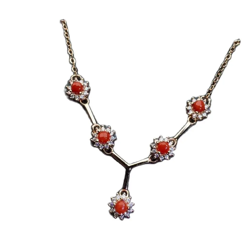 KJJEAXCMY Fine Jewelry Натуральный Красный Коралл из Стерлингового Серебра 925 Пробы, Женское ожерелье с подвеской, Цепочка, тест на Поддержку, Благородный