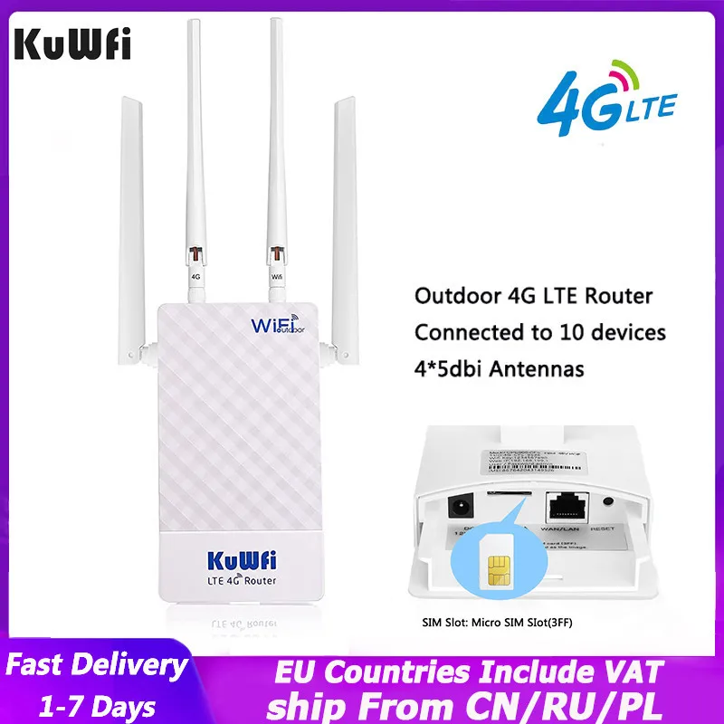 KuWFi Открытый 4G Wifi маршрутизатор 300 Мбит/с Водонепроницаемый Беспроводной Маршрутизатор 4g Sim-карта Модем WiFi Удлинитель С 4 антеннами для IP-камеры
