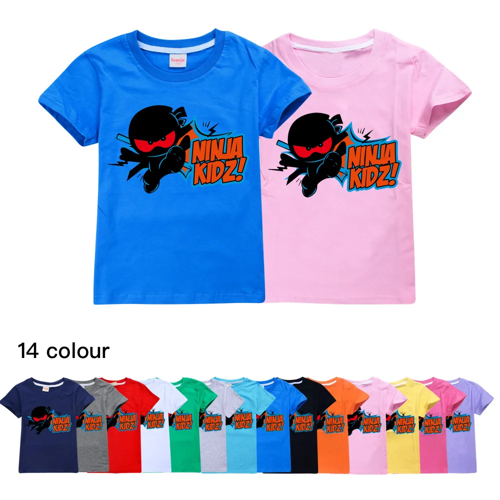 NINJA KIDZ/ Летняя одежда для маленьких девочек 2021, Одежда для девочек-подростков, Хлопковая футболка для мальчиков, Бутик Детской одежды, Топы с Круглым вырезом Для Мальчиков, Рубашка