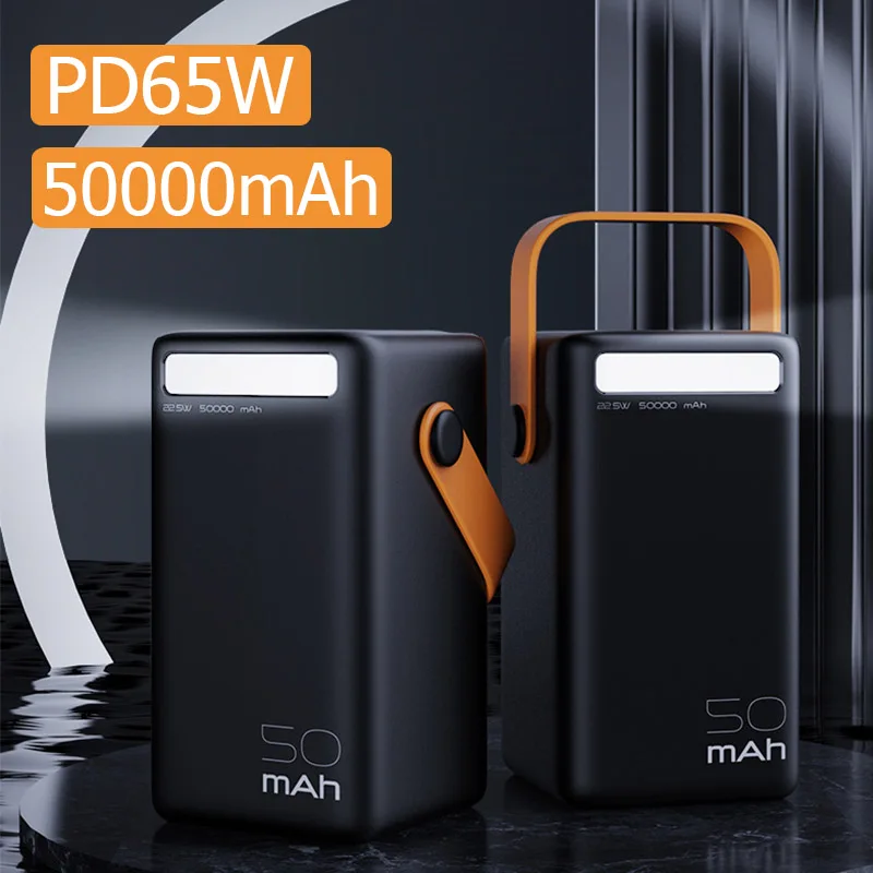 Power Bank 50000mAh Camping Powerbank PD65W Type C Портативная электростанция для быстрой зарядки ноутбука Xiaomi iPhone, Дрона