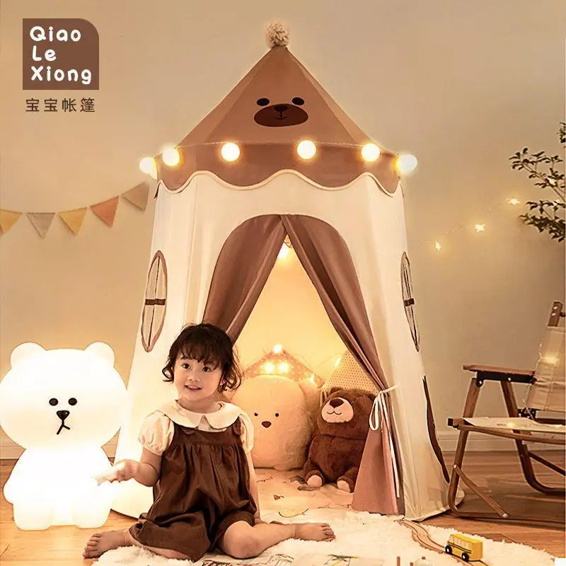 Qiaole Bear Детская палатка Крытый бытовой детский игровой домик для мальчиков и девочек, игрушечный домик в виде замка принцессы, Маленький домик