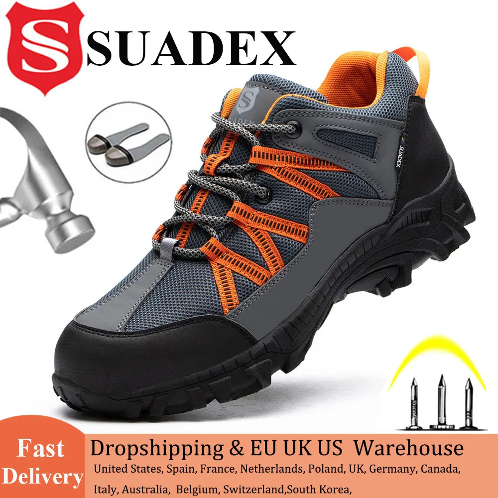 SUADEX/Мужская Защитная обувь, Новые Рабочие ботинки, Уличные Нескользящие Дышащие мужские Защитные Кроссовки SRA, Большие Размеры ЕС 37-48