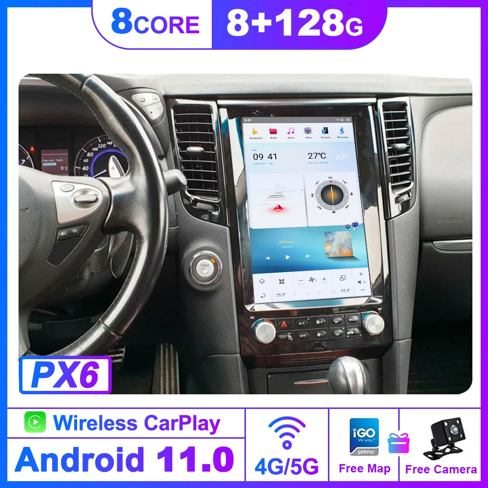 Tesla Style Android 11 Автомобильный GPS Навигационный плеер для Infiniti FX FX25 FX35 FX37 qx70 магнитола головное устройство мультимедиа