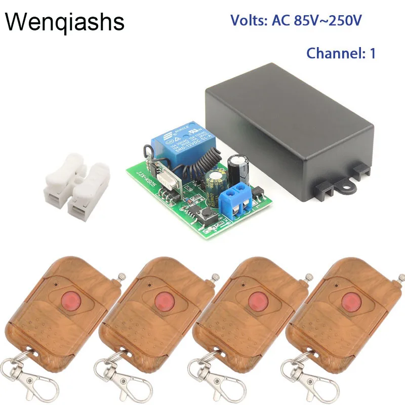 Wenqiashs RF Переключатель Дистанционного Управления AC 85 ~ 220V 10Amp 2200W 1CH Релейный приемник и передатчик для smart Led/Lights controller