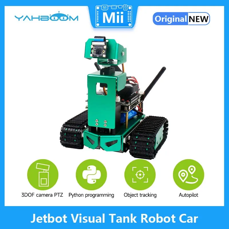 Yahboom Кодирующий искусственный интеллект Jetbot Визуальный робот-танк Автомобильный комплект для программирования на Python для Jetson NANO 4GB