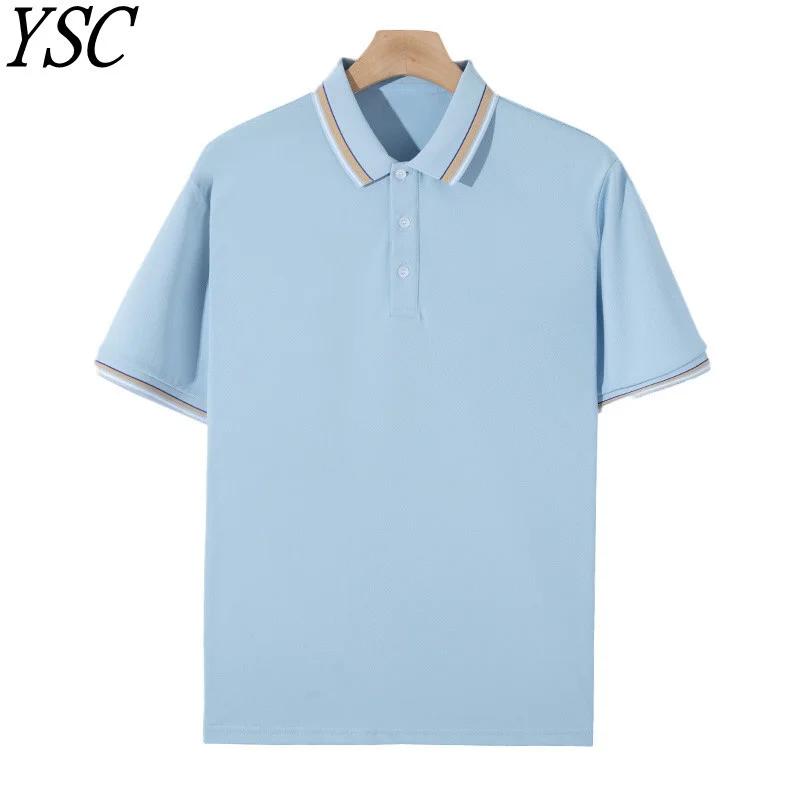 YSC 2023, Классический стиль, мужская трикотажная футболка-поло из чистого хлопка с воротником-стойкой, дышащий и удобный пуловер i-quality