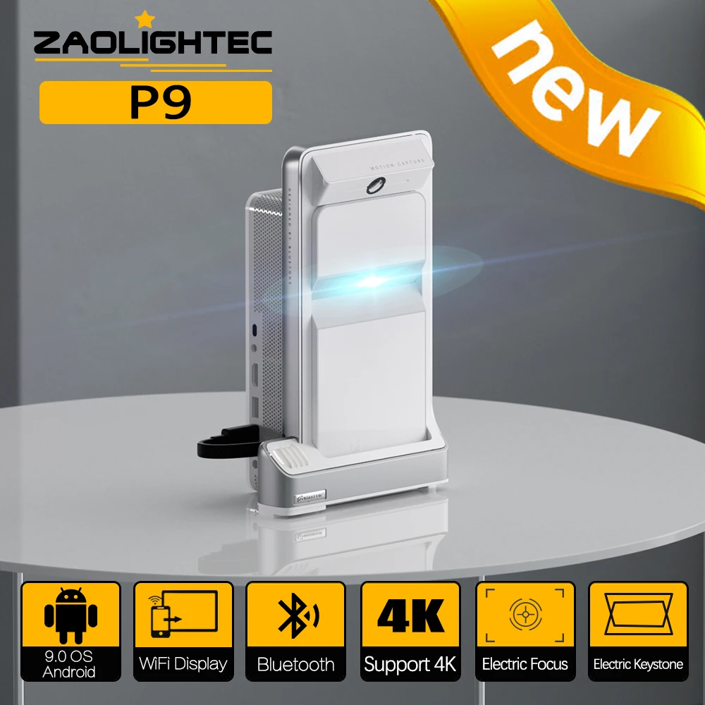 ZAOLIGHTEC P9 4K Умный Короткофокусный Android-Проектор для Домашнего Кинотеатра 1000 ANSI Люмен DLP Ultra HD Наружные Портативные Проекторы
