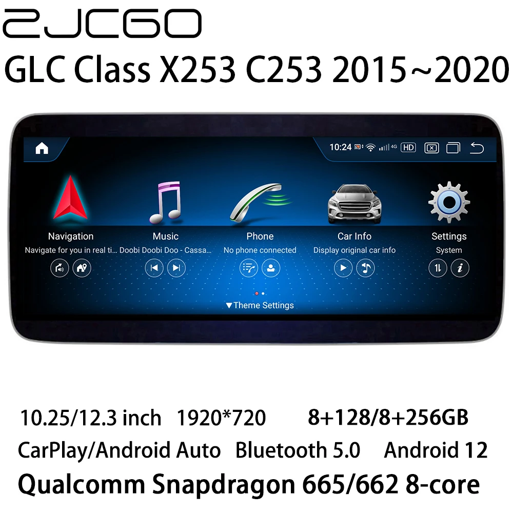 ZJCGO Автомобильный Мультимедийный Плеер Стерео GPS Радио Навигация Android 12 Экран для Mercedes Benz GLC Class MB X253 C253 GLC300 GLC350