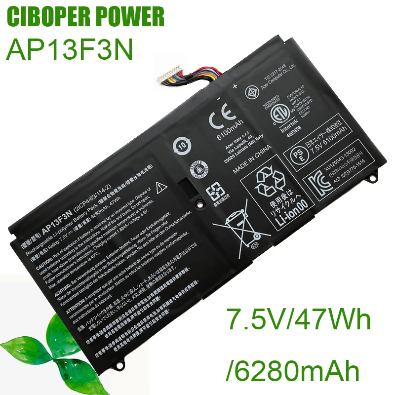 Аккумулятор Для ноутбука CIBOPER POWER AP13F3N 7,5 В/6280 мАч/47 Втч Для Ультрабука Aspire S7-392 S7-392-9890 S7-391-6822