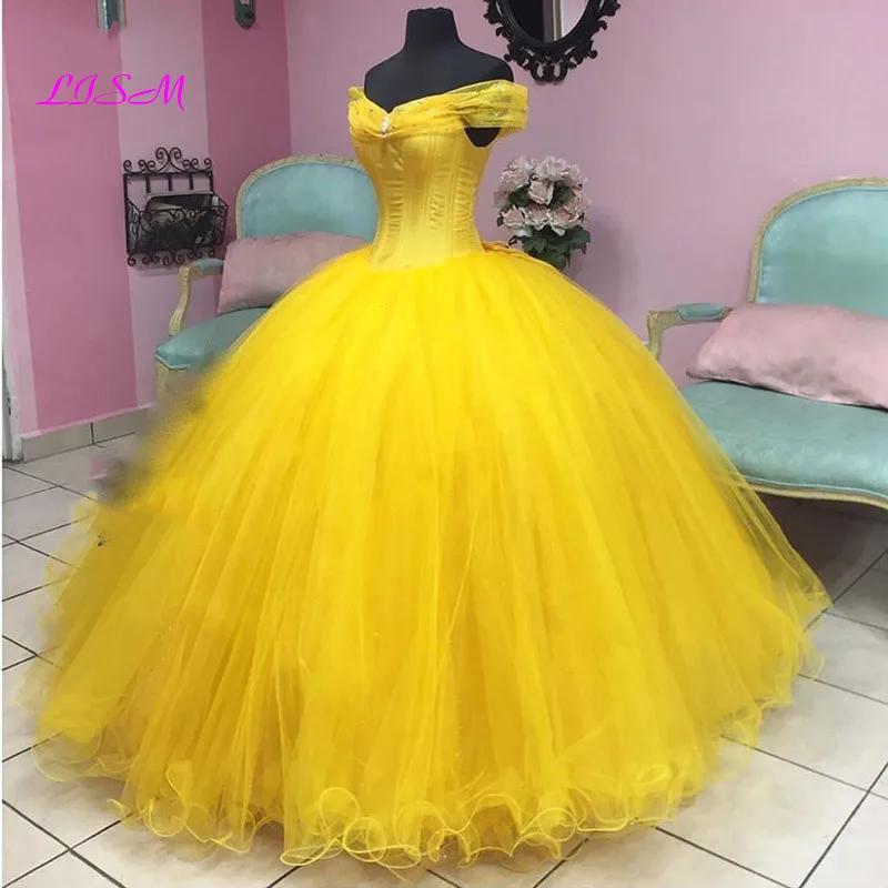 Бальное Платье Пышные Платья 2020 Тюлевый Корсет Принцесса Vestidos 15 Anos Желтое Романтическое Платье Дебютантки Sweet 16