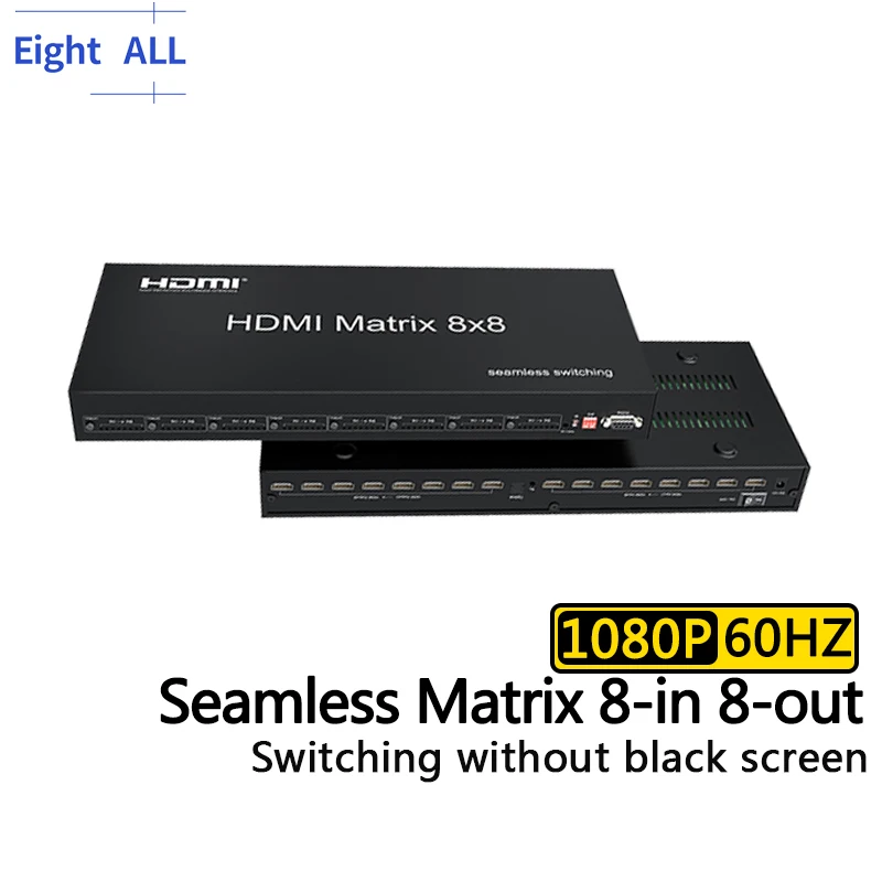Бесшовный матричный переключатель HDMI 8x8, 8 входов 8 выходов с ИК RS232 EDID с разветвителем аудио-видео, конвертер для монитора компьютера