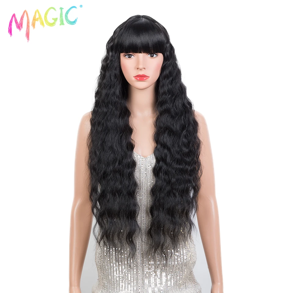 Волшебные Синтетические 32-дюймовые Кудрявые Волосы, Бесклеевые Парики Для женщин, Омбре, Разноцветные Высокотемпературные Волокна, Искусственные волосы, Косплей-Парик