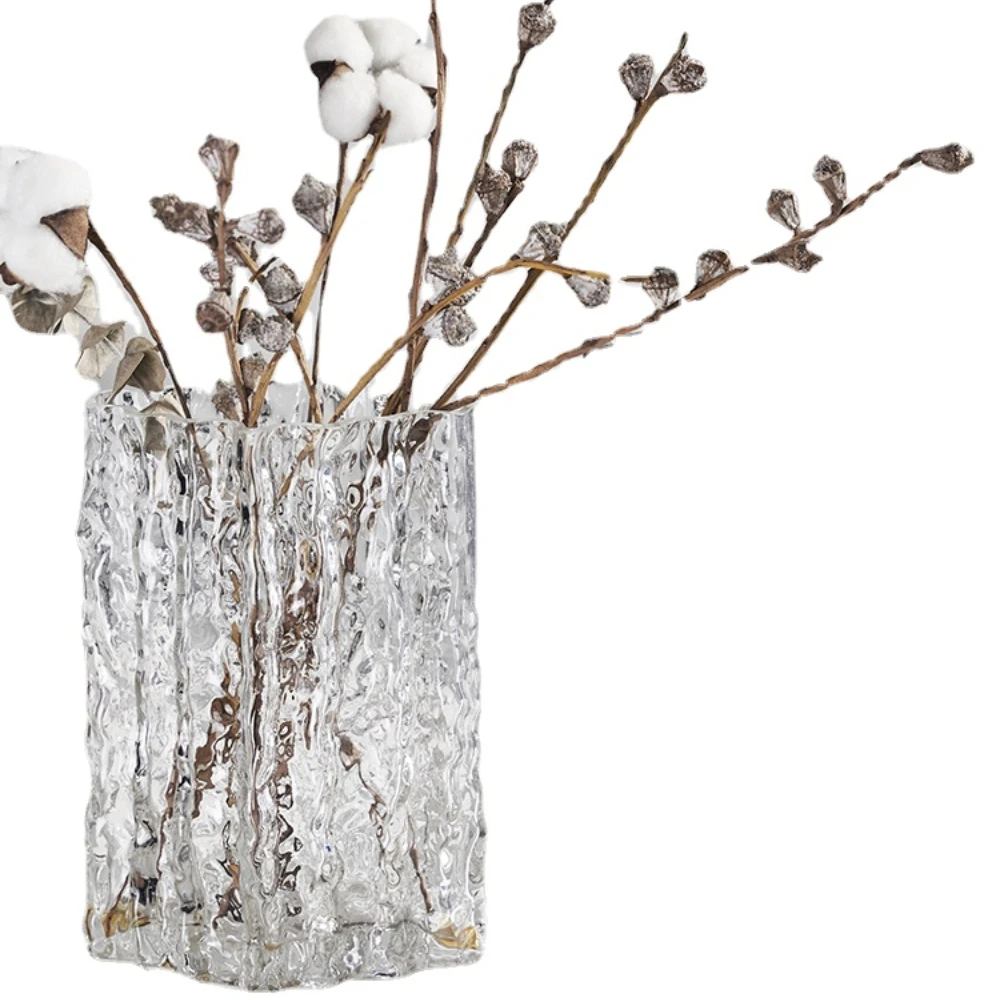 Высококачественная замороженная Ледниковая ваза из прозрачного стекла, Цветочная композиция, Розы, украшение гостиной