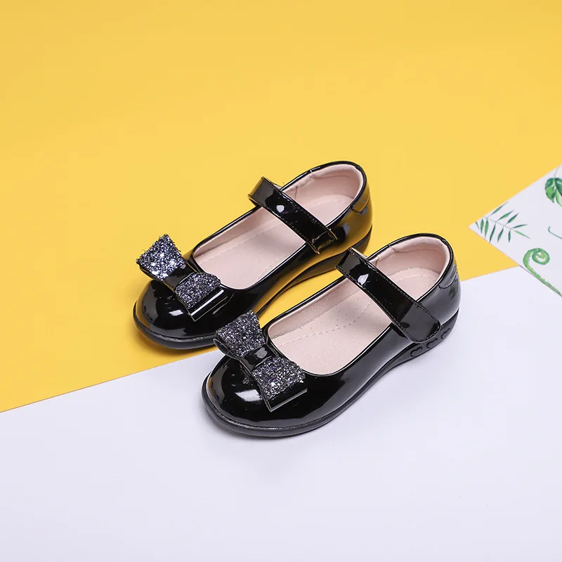 Детская обувь из искусственной кожи для девочек от 3 до 15 лет, весна-осень, на плоской подошве, с застежкой-бабочкой, Износостойкая Детская обувь Hw45