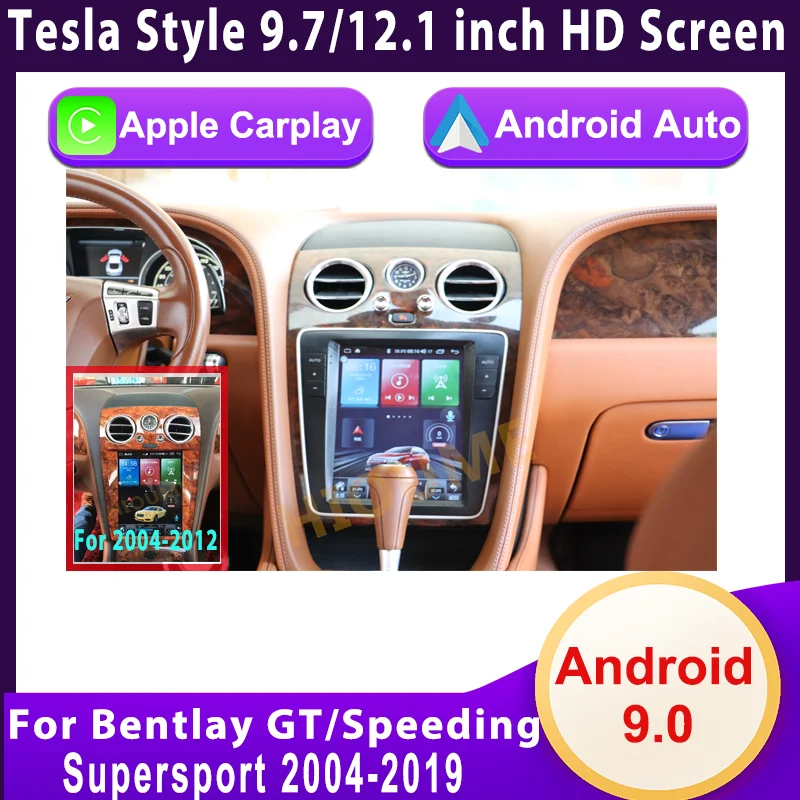 Для Bentley GT Speeding Supersport Tesla style Android 11 Автомобильный мультимедийный плеер GPS навигация радио стерео головное устройство Carplay