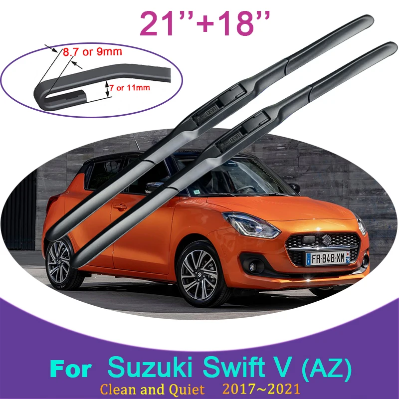 для Suzuki Swift V (AZ) 2017 2018 2019 ~ 2021 Резиновый Стеклоочиститель Для Удаления Снега Бескаркасные Щетки Переднего лобового Стекла Автомобильные Аксессуары