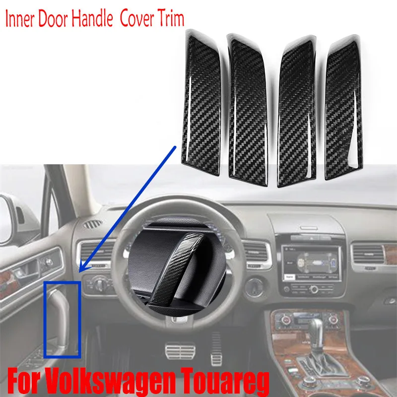 Для Volkswagen VW Touareg 2011-2018 Детали интерьера автомобиля из настоящего углеродного волокна Внутренняя Дверная ручка Декоративная Накладка Наклейка