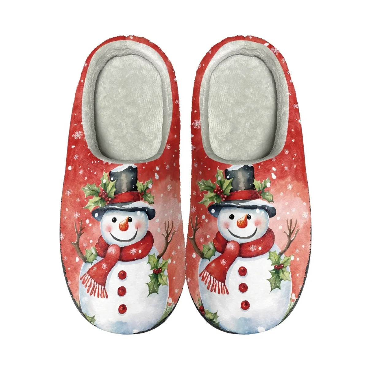 Зимние домашние теплые хлопчатобумажные тапочки Рождественского дизайна, женская теплая обувь для спальни, Прямая поставка, нескользящая домашняя обувь на плоской подошве для пары