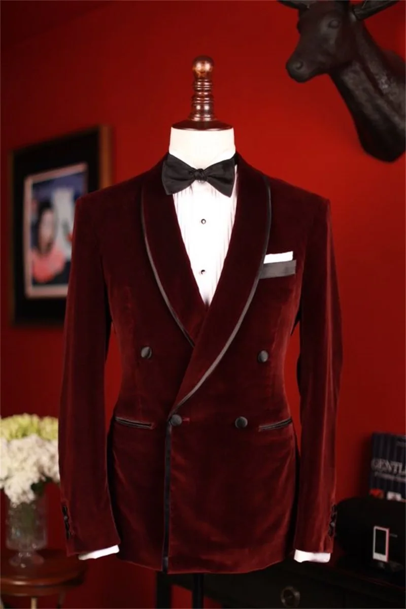 Зимний бархатный мужской костюм, Блейзер, 1 шт., официальные свадебные Смокинги для Жениха, Двубортный Пиджак на заказ, пальто, наряд