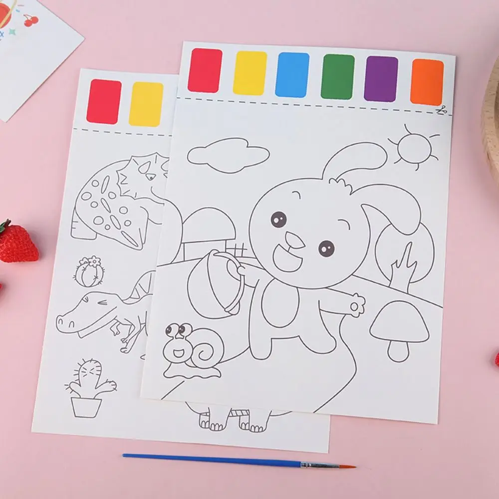 Игрушки-раскраски для детского сада, Акварельная бумага, бумага для рисования, пустой набор бумаги для рисования, бумага для раскрашивания с краской и кистью