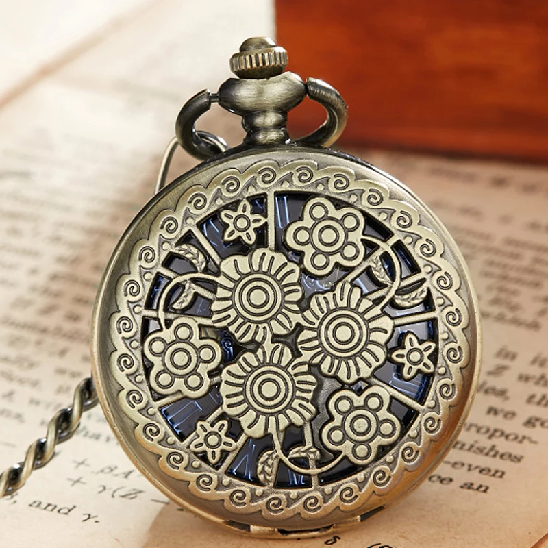 Карманные часы с полым цветком, механические часы-брелок в стиле стимпанк, Винтажные часы с ручным заводом, мужские часы Relogio De Bolso