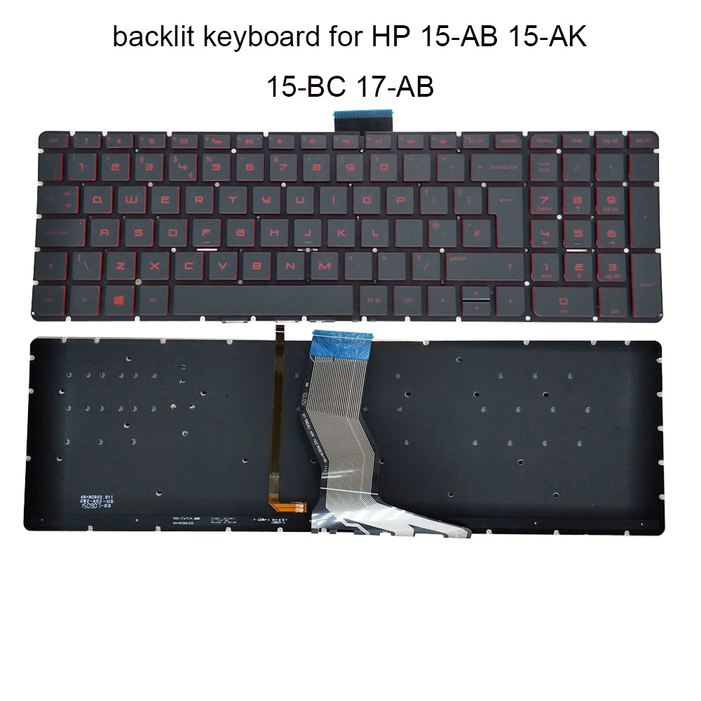 Компьютерная клавиатура UK GB с подсветкой Для HP pavilion 15-AB 15-AU 15-AK 15-BC 17-AB 15-ab000 клавиатуры ноутбуков с красными клавишами, новая NSK-CW7BQ