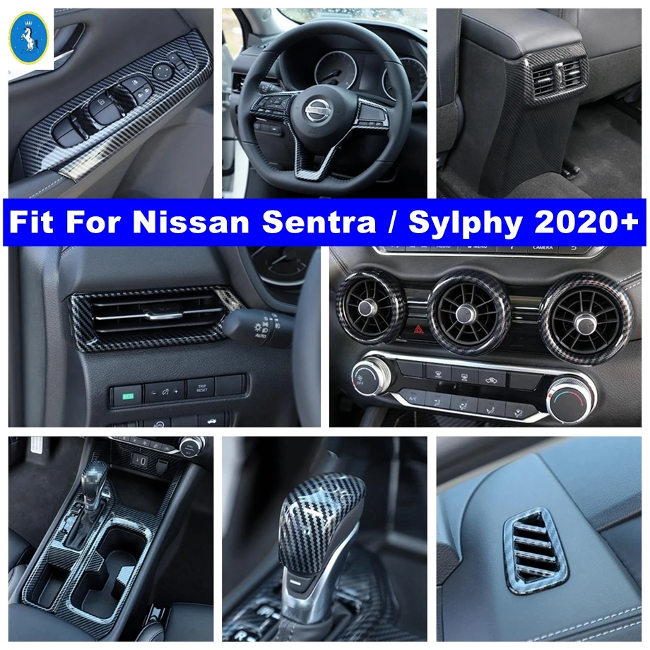 Кондиционер/Кнопка Подъема стекла/Накладка панели коробки передач Для Nissan Sentra/Sylphy 2020 - 2022 Аксессуары Для интерьера Из углеродного волокна