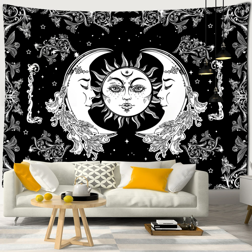 Красочный Солнечный Лунный Гобелен Вселенная Психоделическое Колдовство Хиппи Тапиз, Настенный Декор Для Дома
