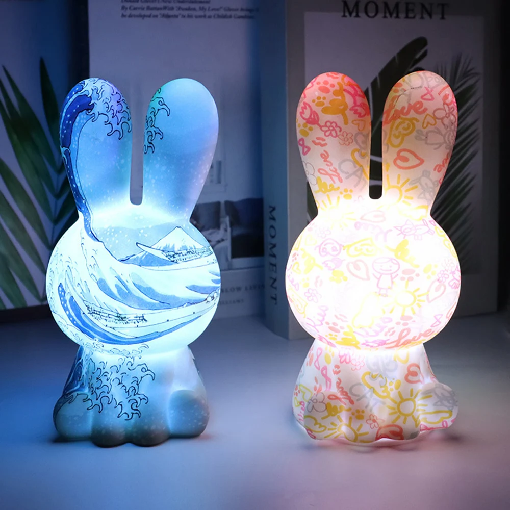 Креативный Подарок Кролик Лампа Кролик В Сопровождении Спящего Прикосновения USB Зарядка Атмосферная Лампа Пэт Лайт Кролик Орнамент