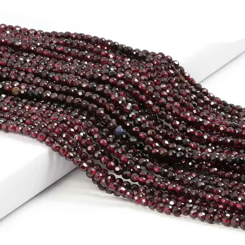 Мелкие бусины Бусины из натурального камня Гранат сечением 2-3 мм, россыпные бусины для изготовления ювелирных изделий, Ожерелье, аксессуары для браслетов 