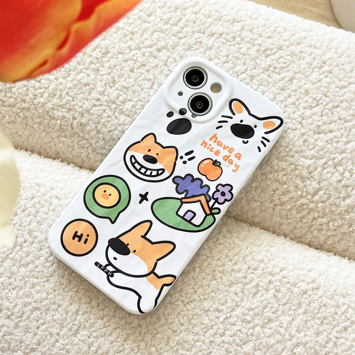 Милый чехол для телефона в виде животного Сиба-Ину с рисунком для iPhone11 12 13 14 Pro Max, складки, полное покрытие