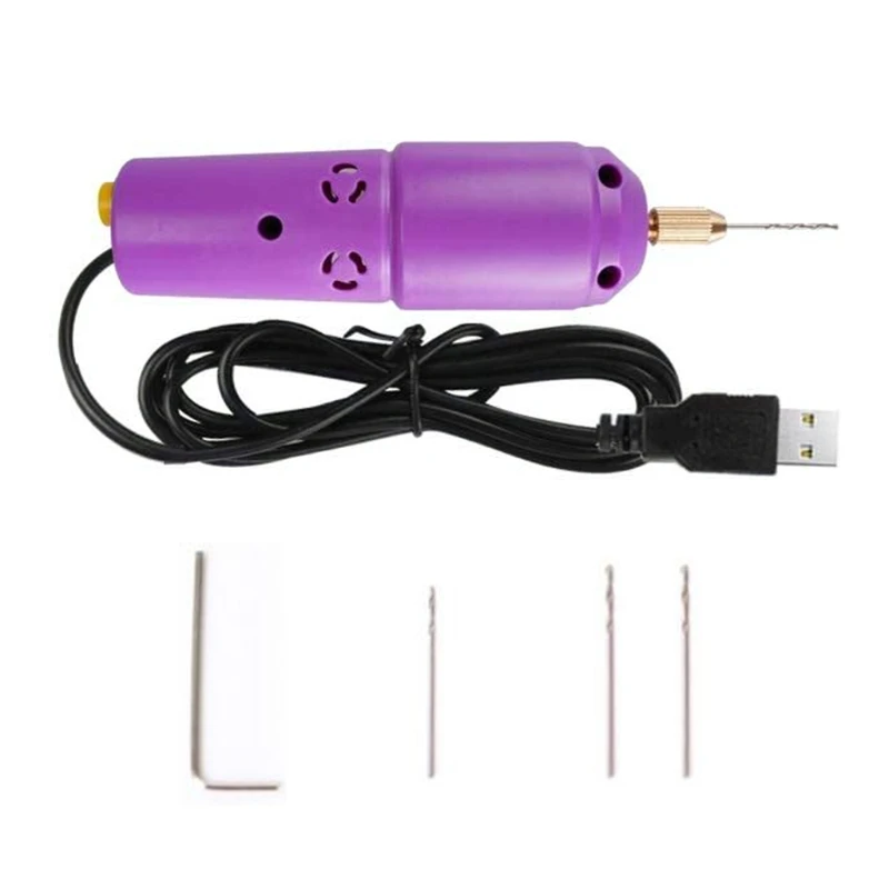 Мини-Маленькая Электрическая Дрель - Портативные Мини-Маленькие USB-Дрели Ручная Микро-USB-дрель с 3шт битами и L-образными контактами для постоянного тока 5 В