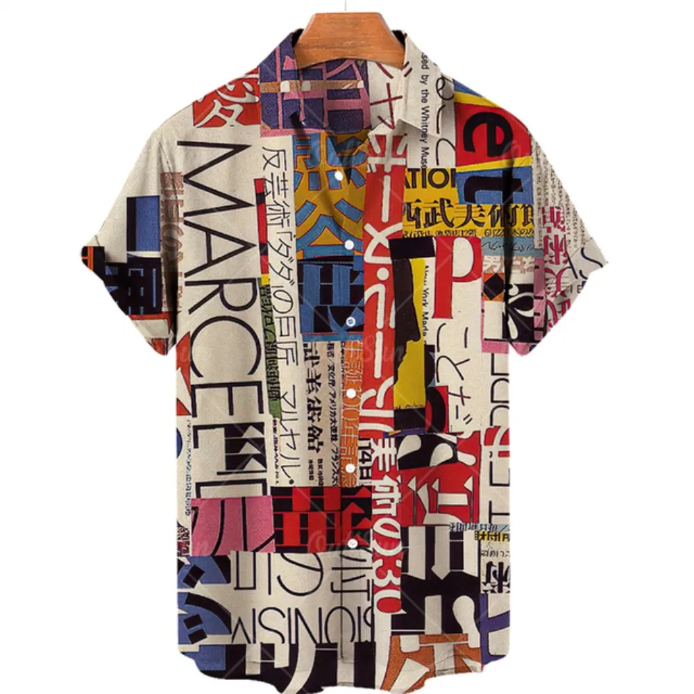 Мужская уличная рубашка с 3D принтом, топ с коротким рукавом в гавайском стиле, Яркий узор, Повседневная мода, Уличный стиль