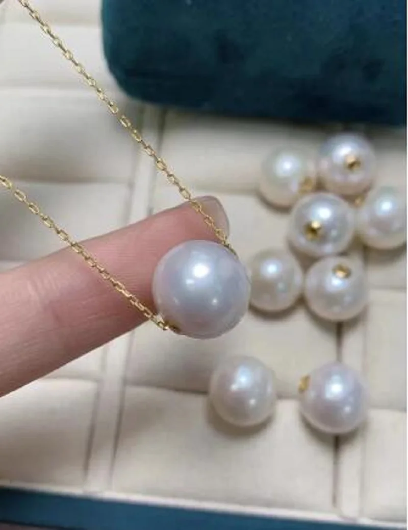 Натуральное очаровательное цельное ожерелье из белого жемчуга Южного моря AAA 11-12 мм