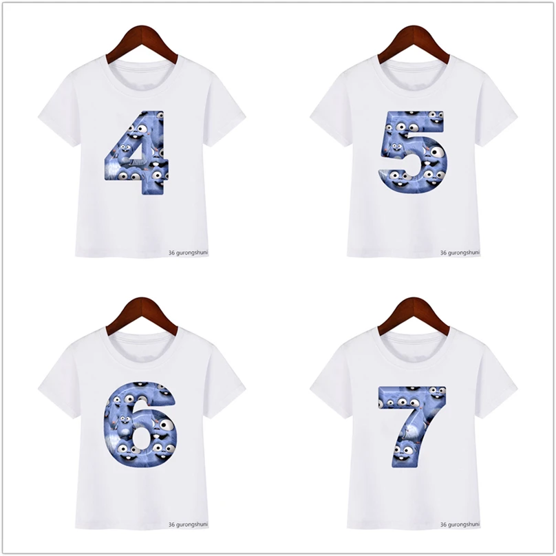 Новая забавная детская футболка с рисунком Медведя Гризли, Лемминга, 2-9 номеров, детская одежда с Днем Рождения, футболка для мальчиков/девочек