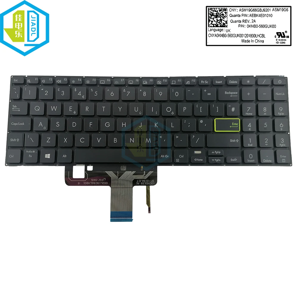 Новая Клавиатура с Подсветкой Великобритании ГБ Для ASUS Vivobook E510 L510 E510MA E510M L510M L510MA Клавиатура с подсветкой 0KNB0-560GUK00